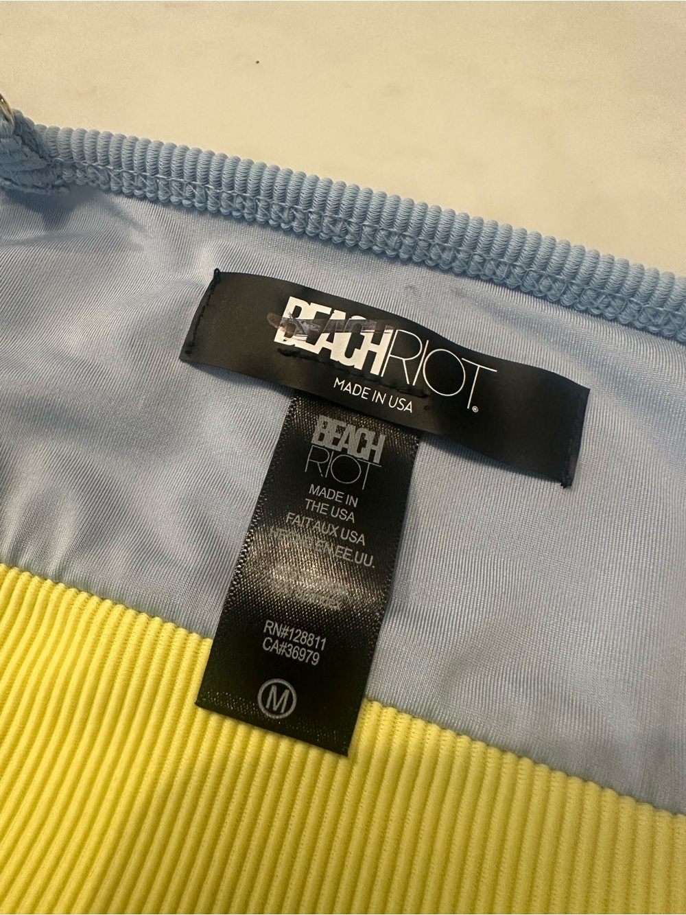 New! Beach Riot Blue Yellow Eva Colorblock Pullover Bikini Top M 4114 - Picture 6 of 7